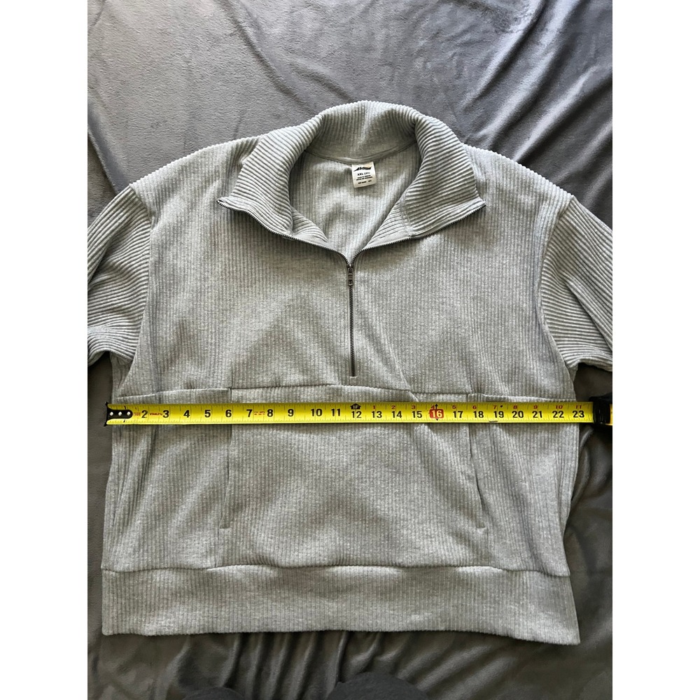 Avia Womens XXL Grey Ribbed Quarter Zip Pullover Sweatshirt AV35100141755 - Picture 4 of 7